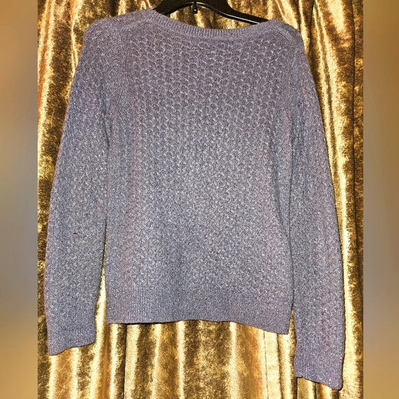 LOFT - SOFT Grey Shimmered Long Sleeved Womans Sweater - Picture 2 of 5